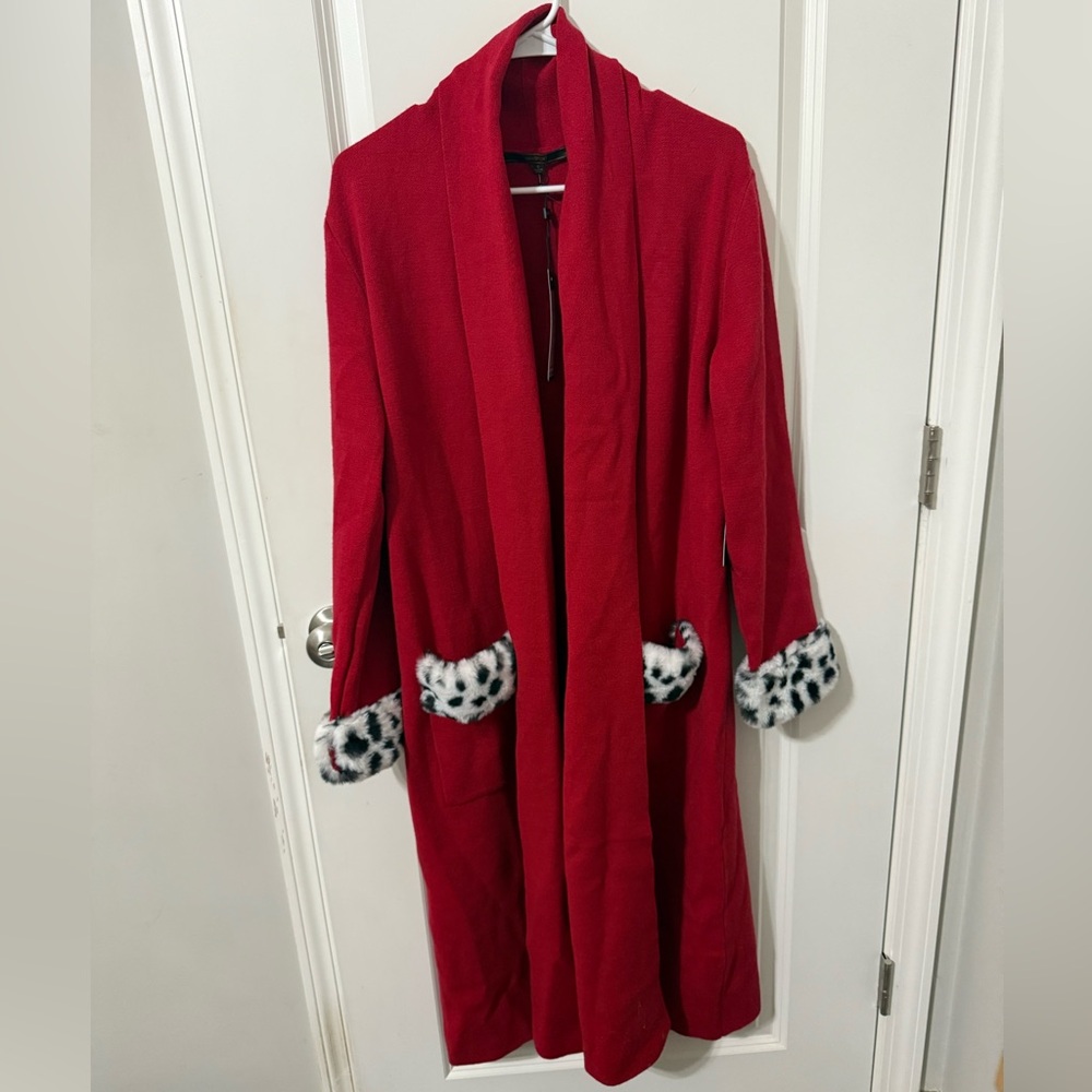 Max Sport‎ red animal print open cardigan sweater NEW small